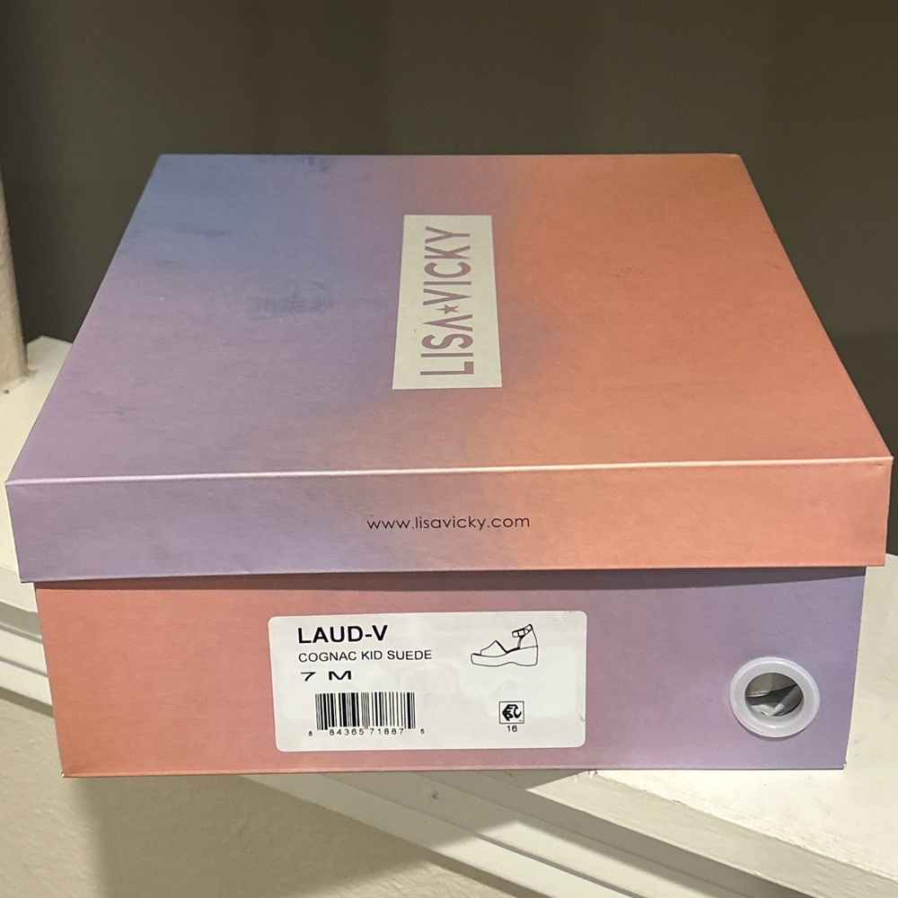 Lisa Vicky Nordstrom Laud Sunflower Cork Wedge Platform Strappy Sandals 7 NEW - Picture 9 of 10